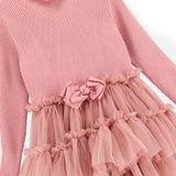 Angel's Face Abito Rosa a Costine con Tulle per Bambine (dettaglio)
