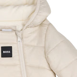BOSS Kids Tutina Neve Beige Imbottita con Cappuccio e Muffole e Piedini Staccabili per Neonati