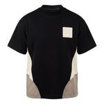 Yes London Kids T-Shirt Nero con Dettagli Fango e Beige con Logo per Bambini