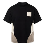 Yes London Kids T-Shirt Nero con Dettagli Fango e Beige con Logo per Bambini