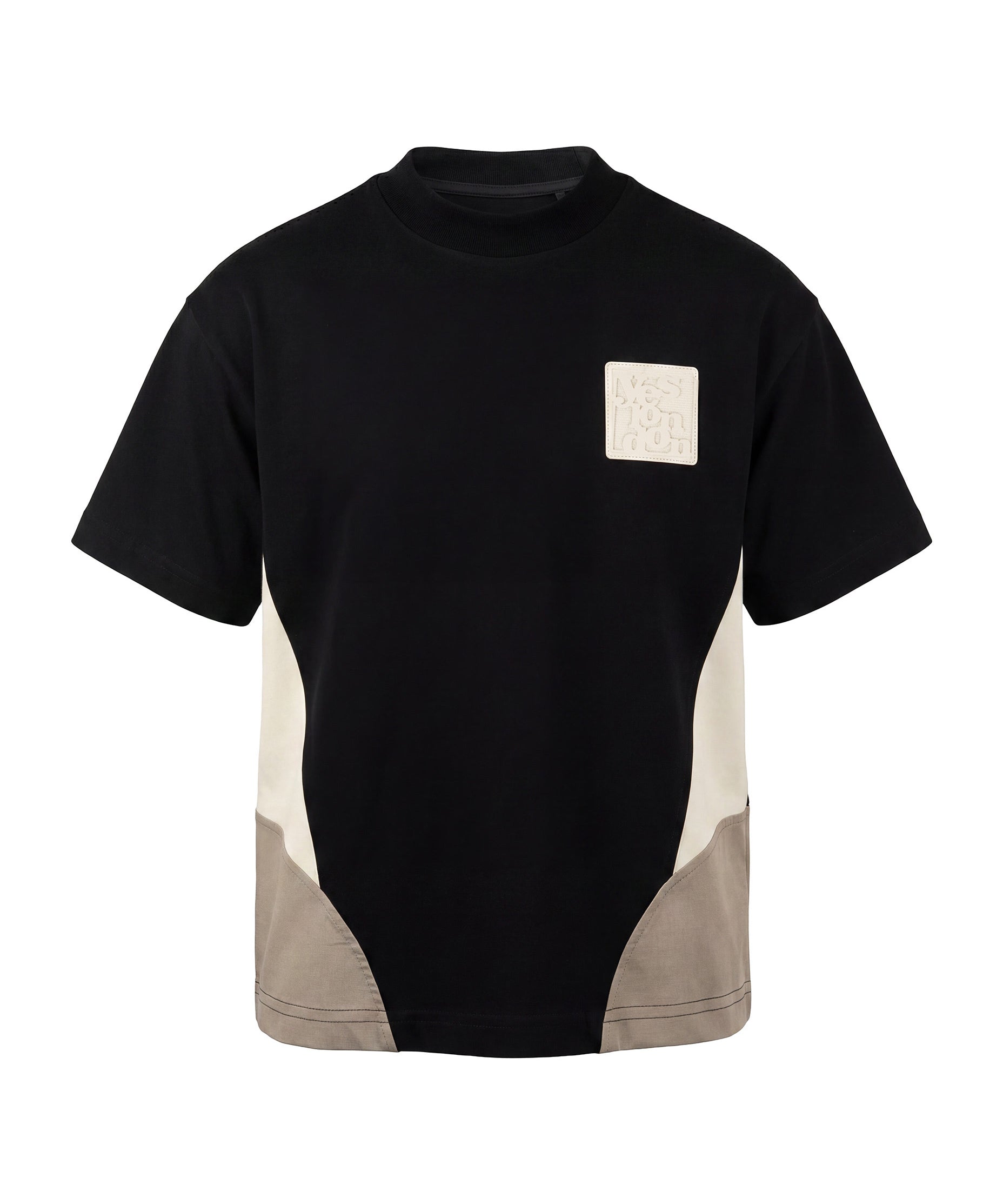 Yes London Kids T-Shirt Nero con Dettagli Fango e Beige con Logo per Bambini