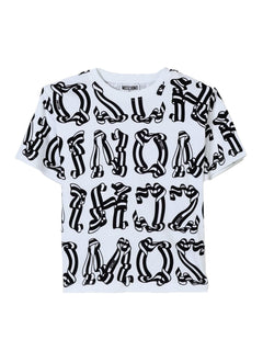 Moschino Kids Maxi T-Shirt Bianca con Stampa per Bambine