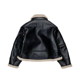 Max&Co Kids Giacca Shearling Nera con Collo in Montone e Logo Monogramma per Bambine