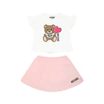 Moschino Kids T-shirt Panna con Stampa con Gonna per Neonate