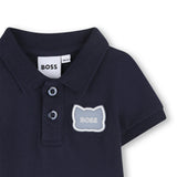 Boss Kids Navy Blue Logo Romper for Babies