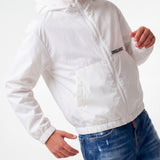 Dsquared2 Kids White Windbreaker Jacket with Printed Logo for Children