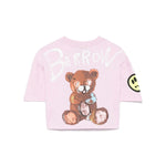 Barrow Kids T-shirt Crop Rosa con Stampa per Bambine