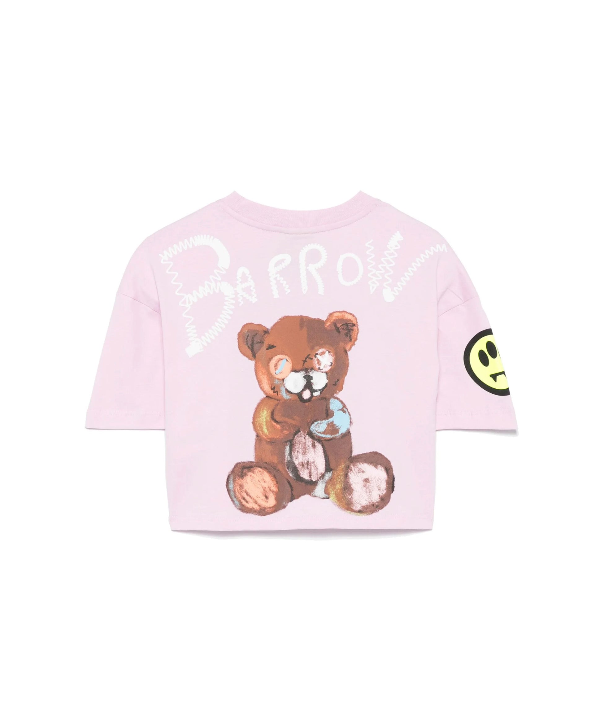 Barrow Kids T-shirt Crop Rosa con Stampa per Bambine