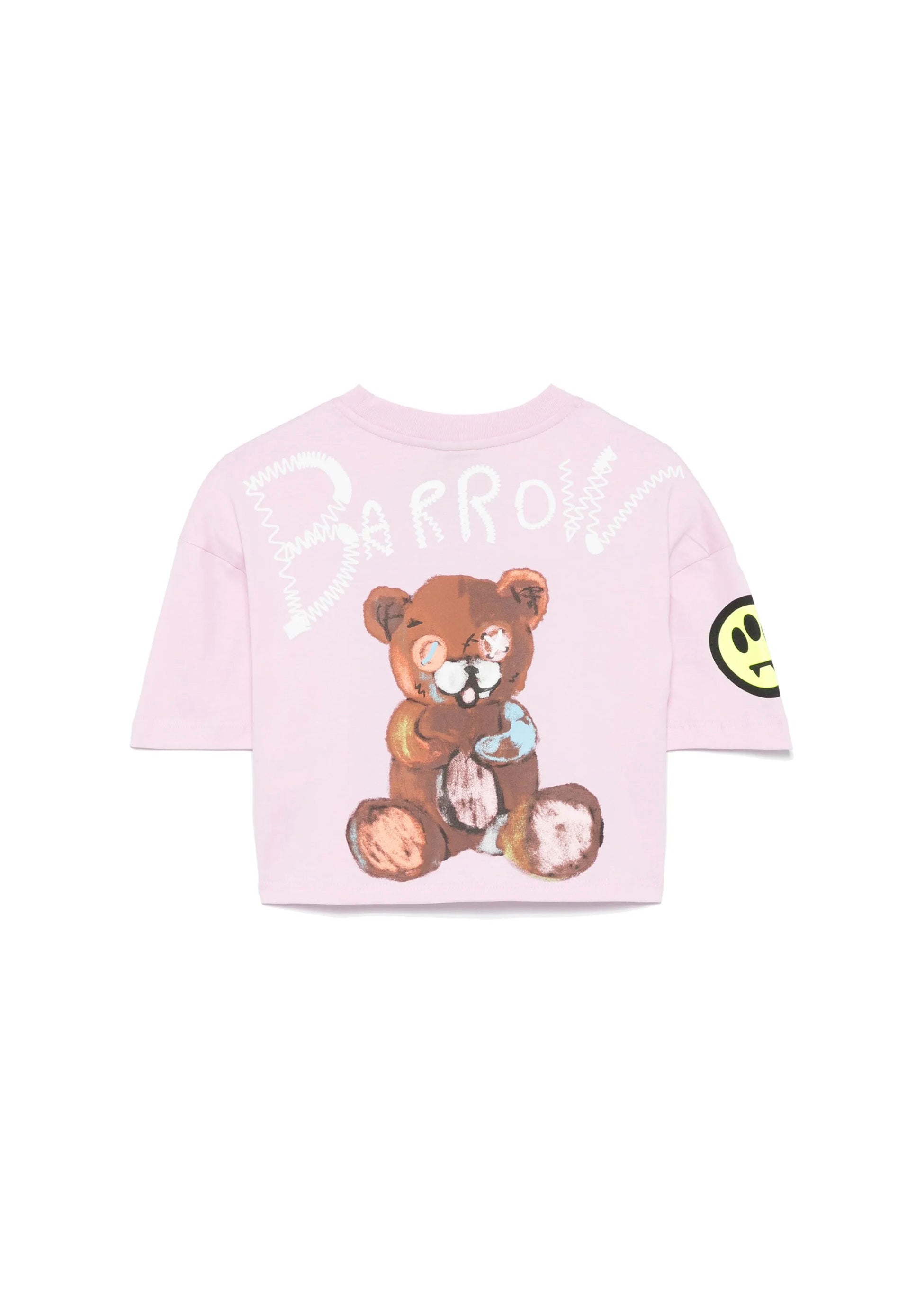 Barrow Kids T-shirt Crop Rosa con Stampa per Bambine