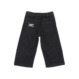 Elisabetta Franchi La Mia Bambina Denim Scuro con Dettaglio Logo Retro per Neonate