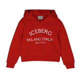 Iceberg Kids Felpa Rossa con Cappuccio con Stampa