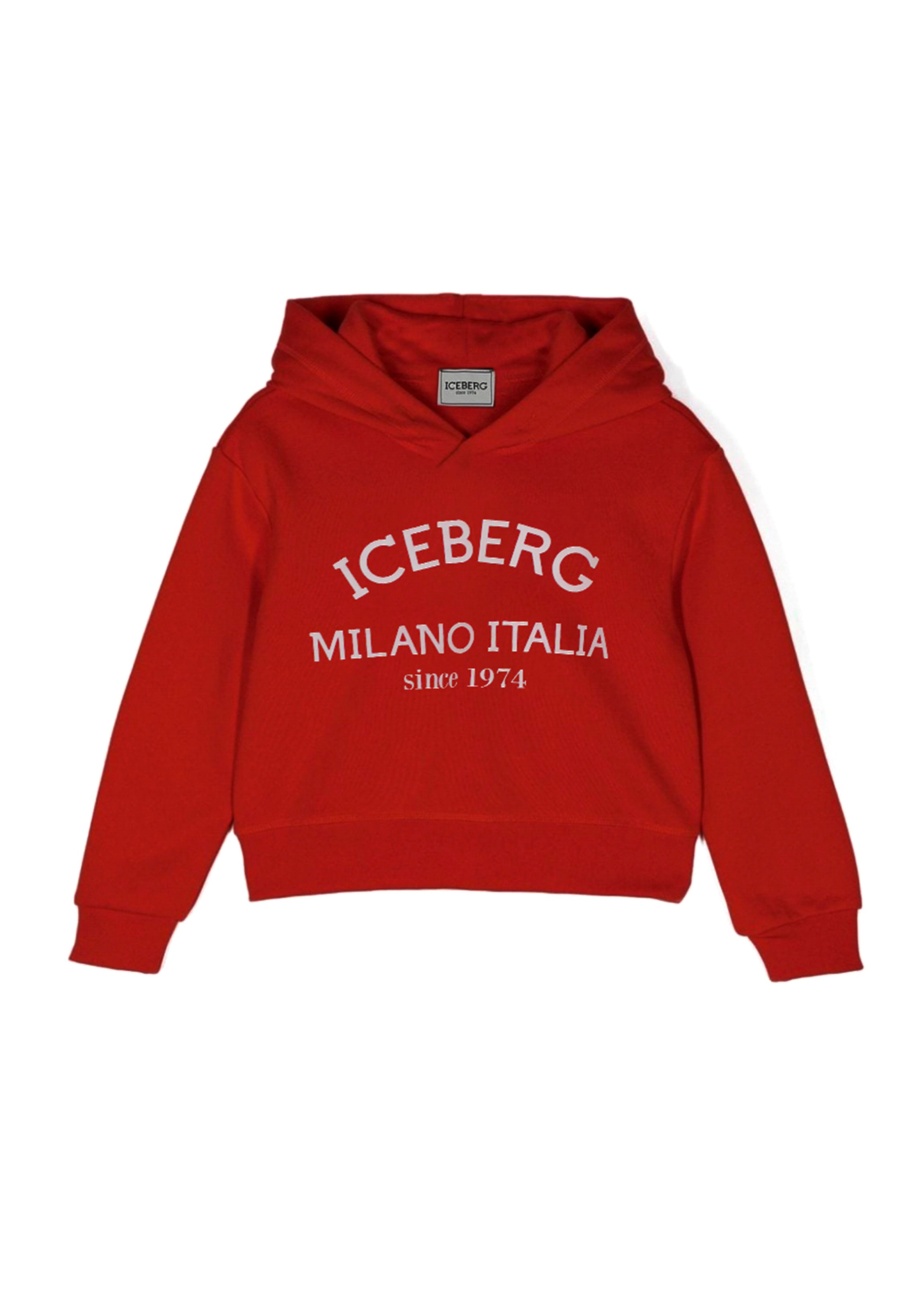 Iceberg Kids Felpa Rossa con Cappuccio con Stampa