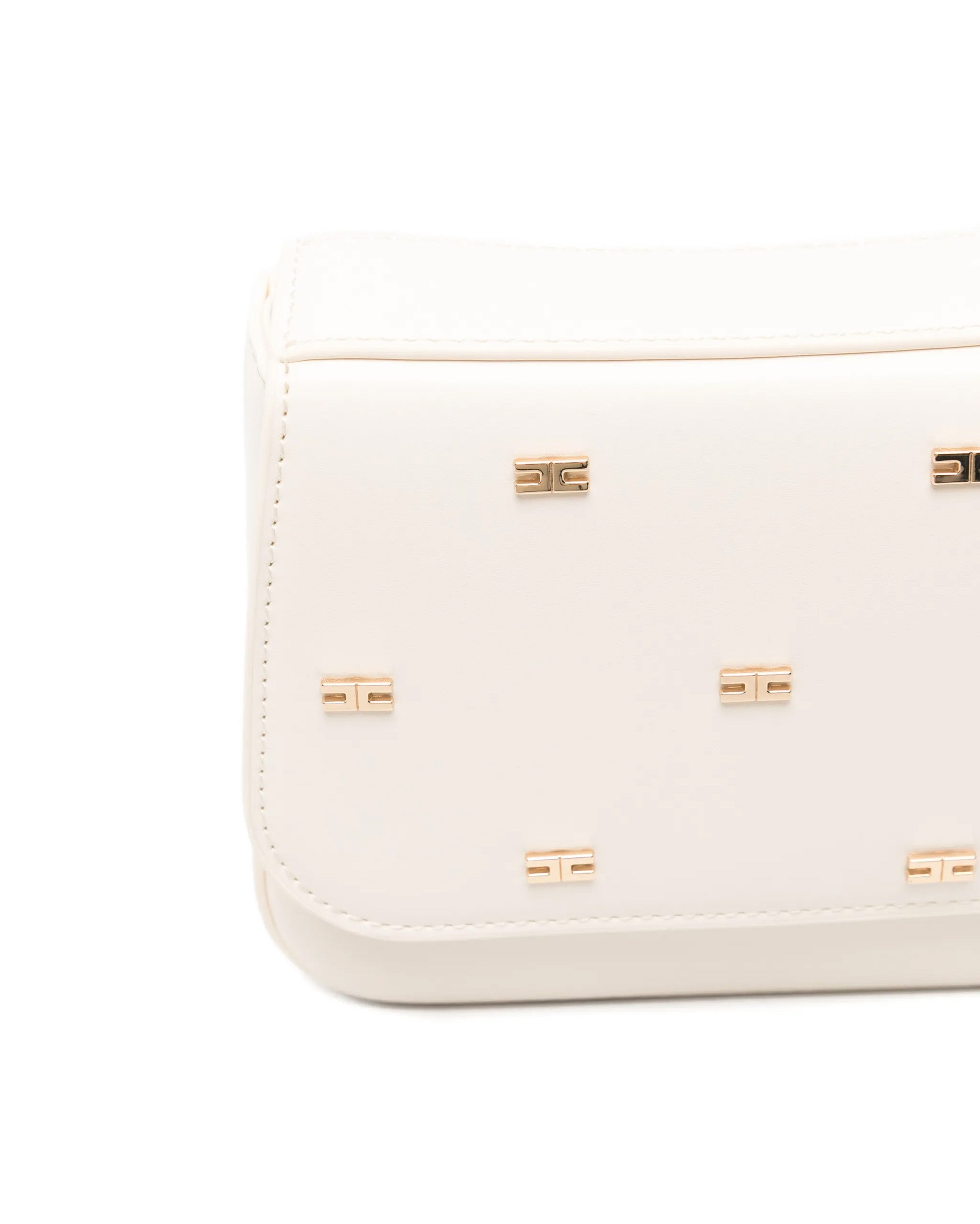 Elisabetta Franchi La Mia Bambina Borsetta a Tracolla Avorio con Applizazioni Mini Loghi per Bambine