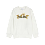 Moschino Kids White Crewneck Sweatshirt with Print for Children