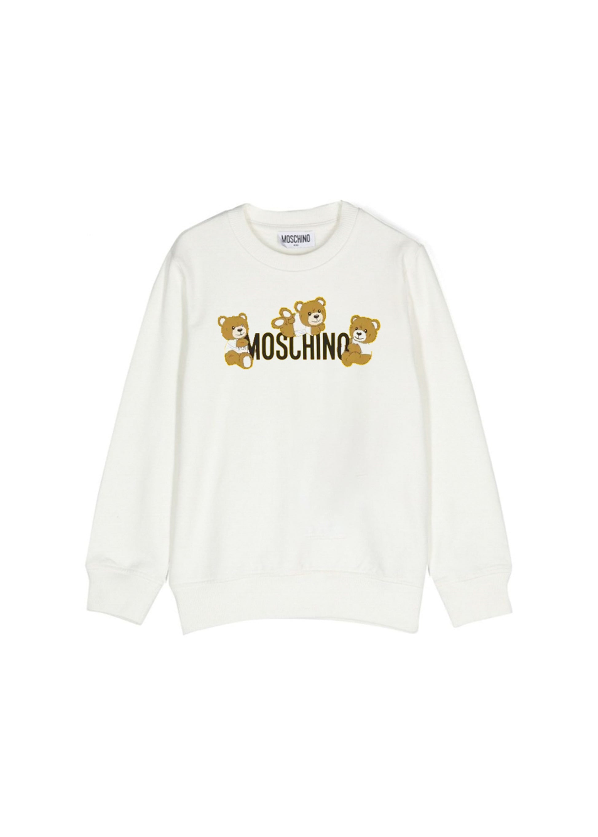 Moschino Kids Felpa Girocollo Bianca con Stampa per Bambini