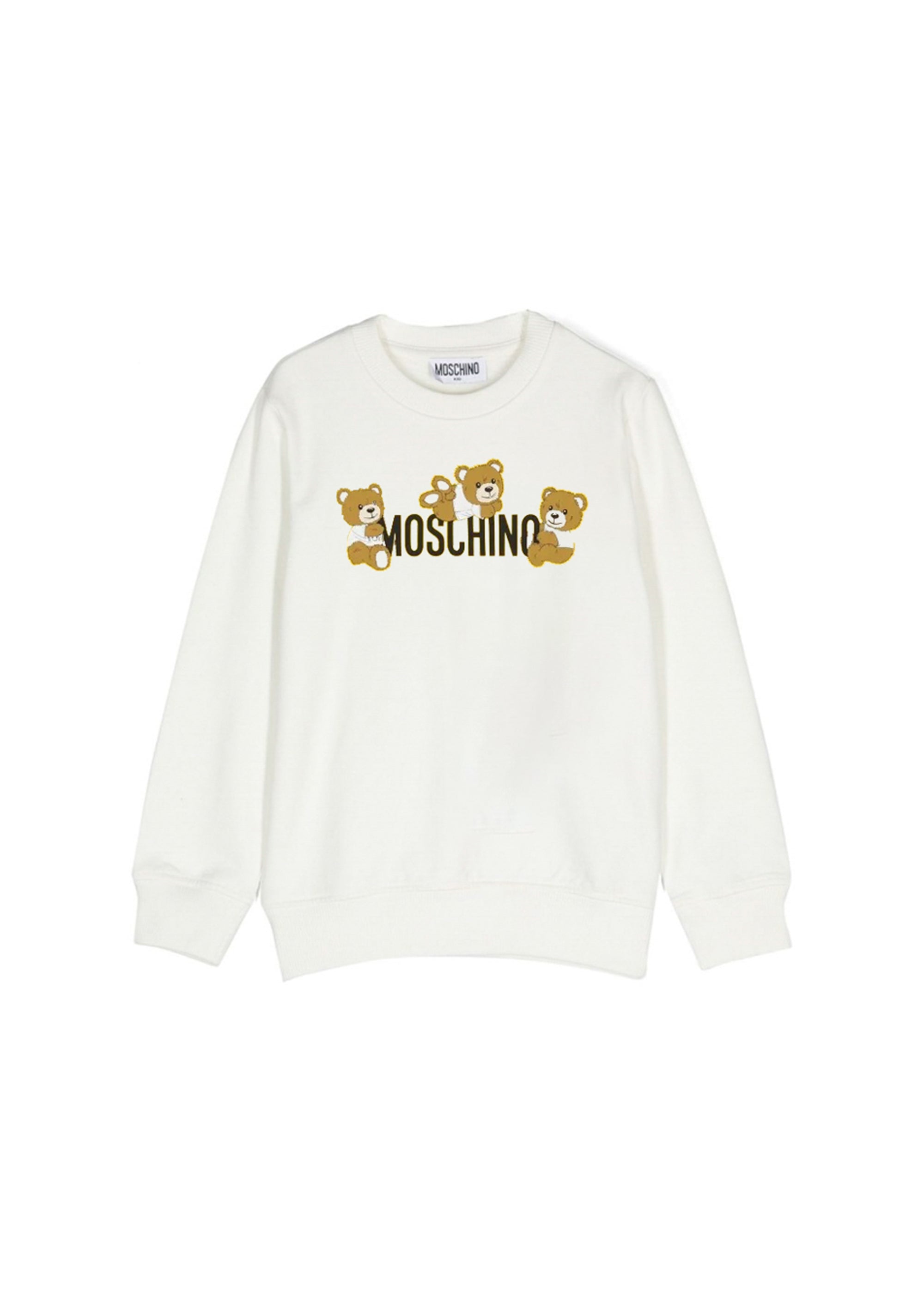 Moschino Kids Felpa Girocollo Bianca con Stampa per Bambini