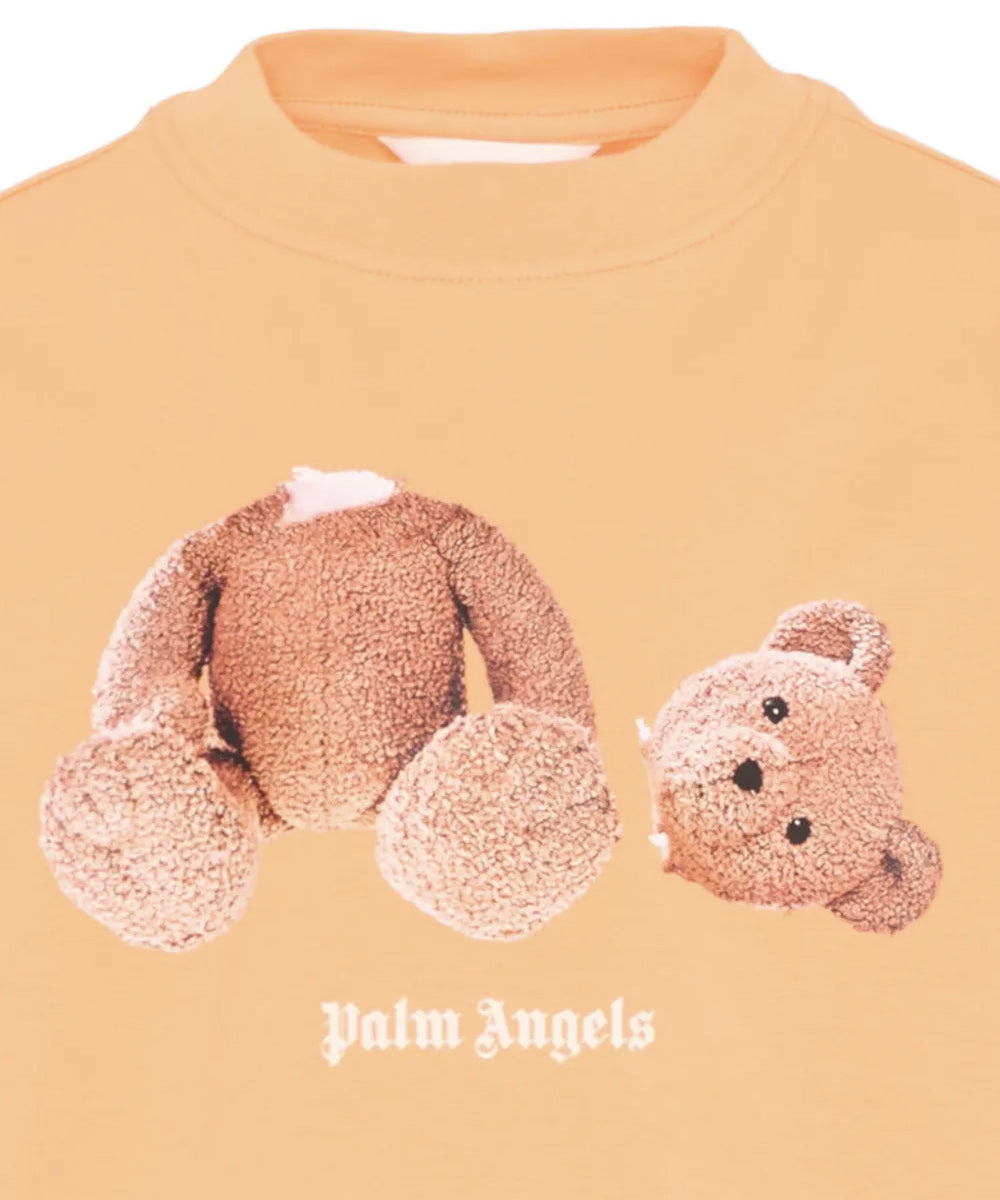 Palm Angels Kids T-Shirt Arancione con Stampa Orsetto per Bambini