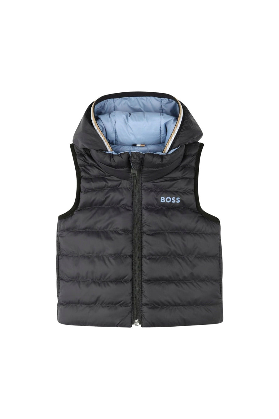 Boss Kids Piumino Smanicato Celeste Reversibile per Neonati 