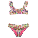 4GIVENESS Costume Bikini a Fascia Fantasia Tropical Bouquet per Bambine