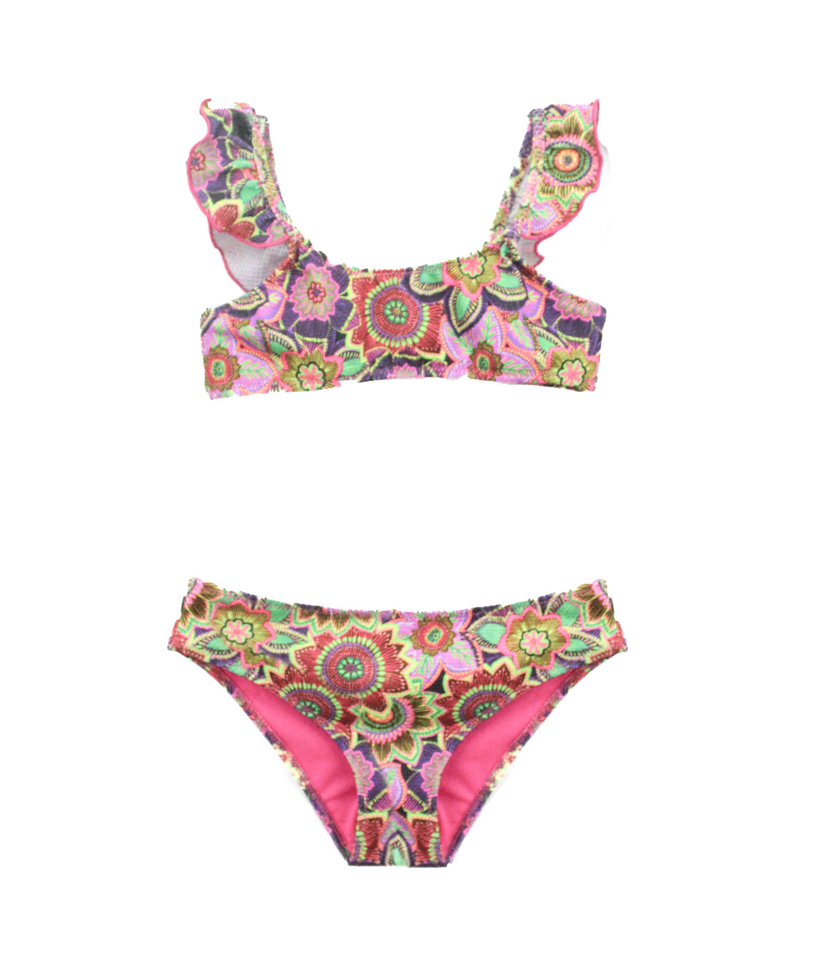 4GIVENESS Costume Bikini a Fascia Fantasia Tropical Bouquet per Bambine
