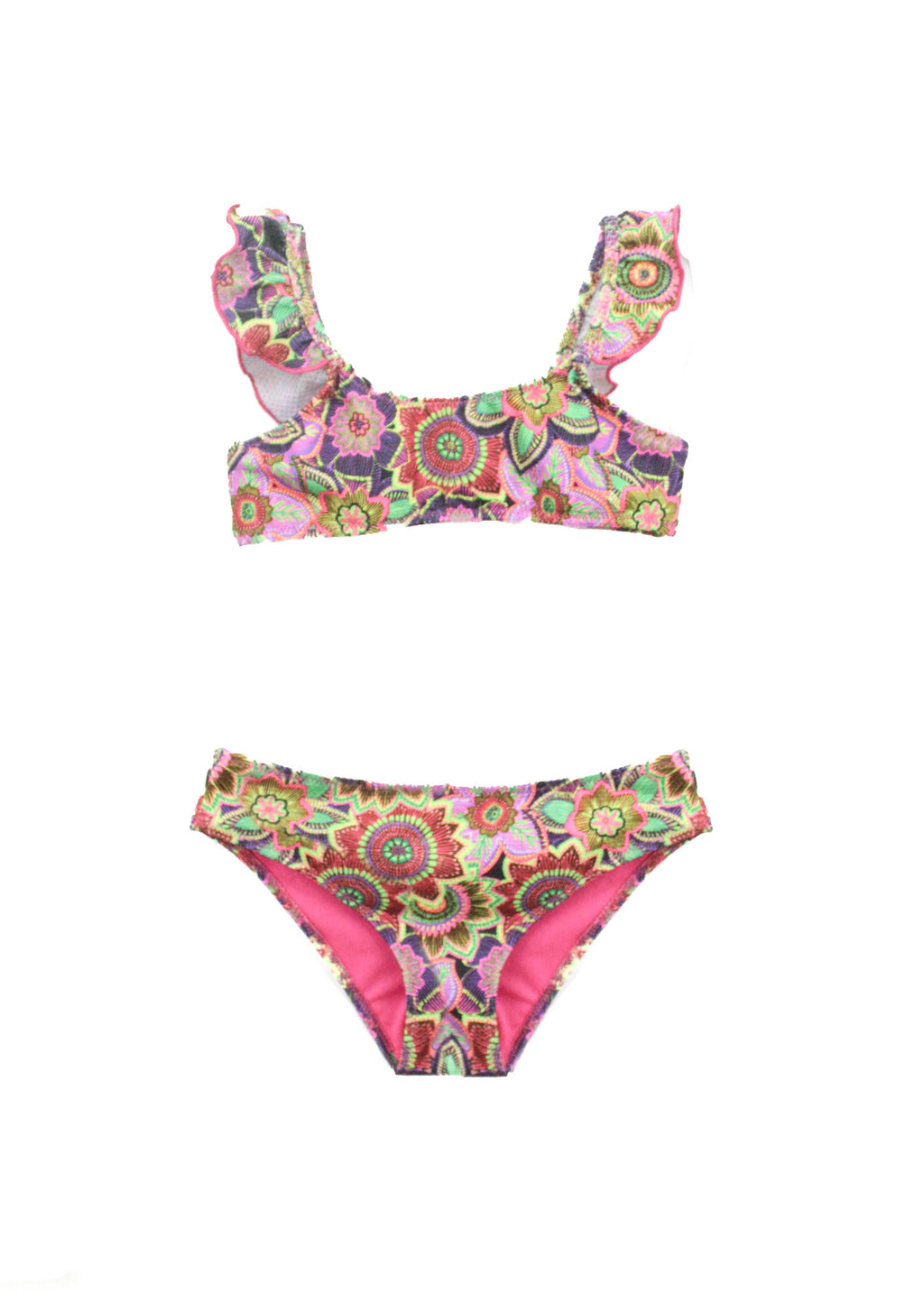 4GIVENESS Costume Bikini a Fascia Fantasia Tropical Bouquet per Bambine