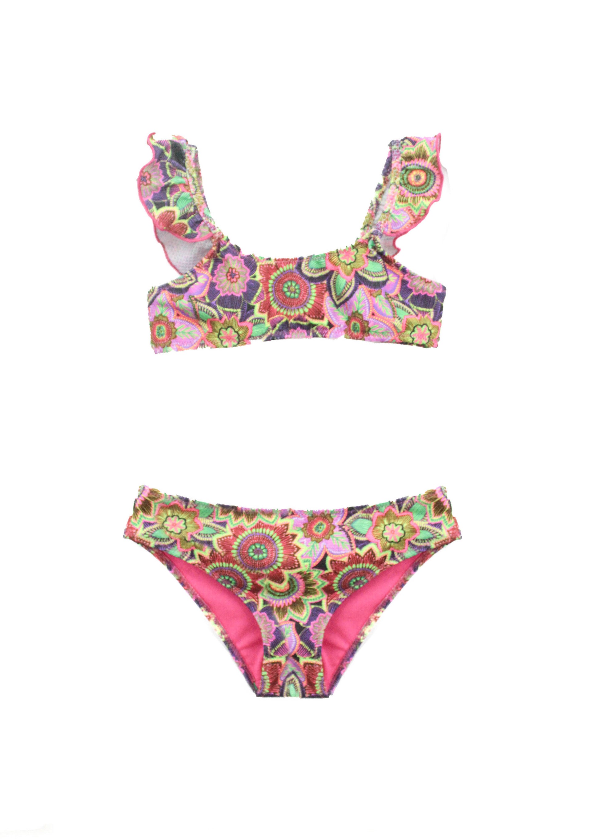 4GIVENESS Costume Bikini a Fascia Fantasia Tropical Bouquet per Bambine