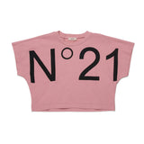 N21 Kids T-shirt Rosa con Maxi Stampa Logo per Bambine
