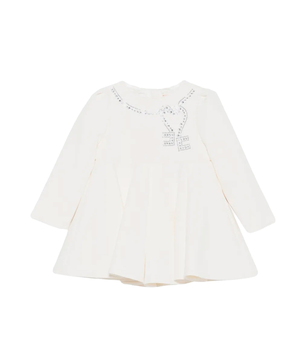 Elisabetta Franchi La Mia Bambina Abito Milk con Strass per Neonate
