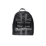 John Richmond Kids Zaino Nero in Pelle con Applicazioni per Bambine