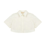 Elisabetta Franchi La Mia Bambina Camicia Avorio con Iniziali Logo Ricamate per Bambine