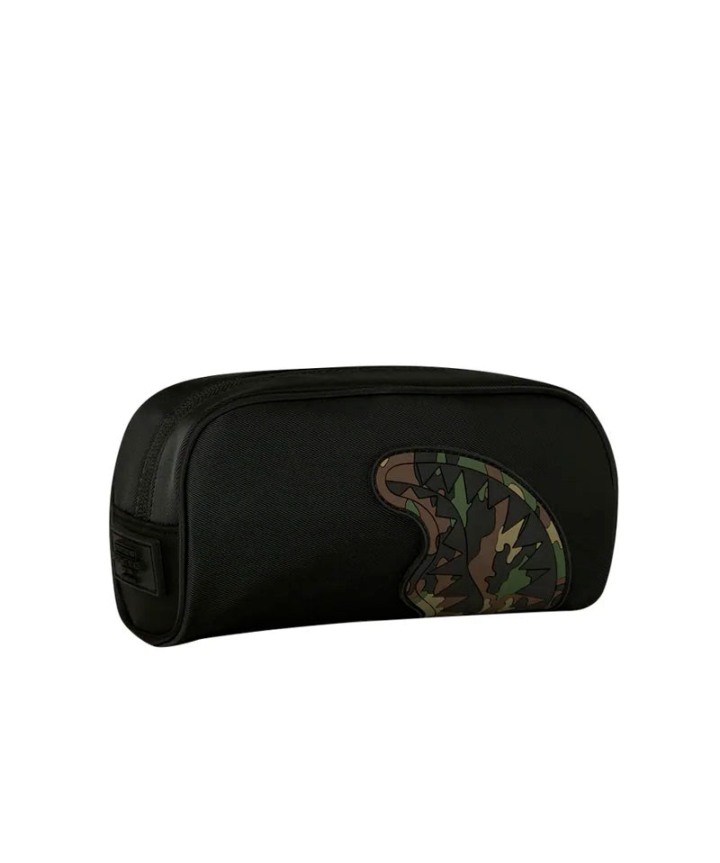 Sprayground Kids Astuccio Shark Central Black Nylon Camo Embossed Shark Pencil Pouch per Bambini