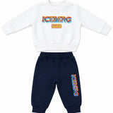 Iceberg Kids Completo Felpa Vaniglia e Pantalone Blu con Stampa Logo per Neonati