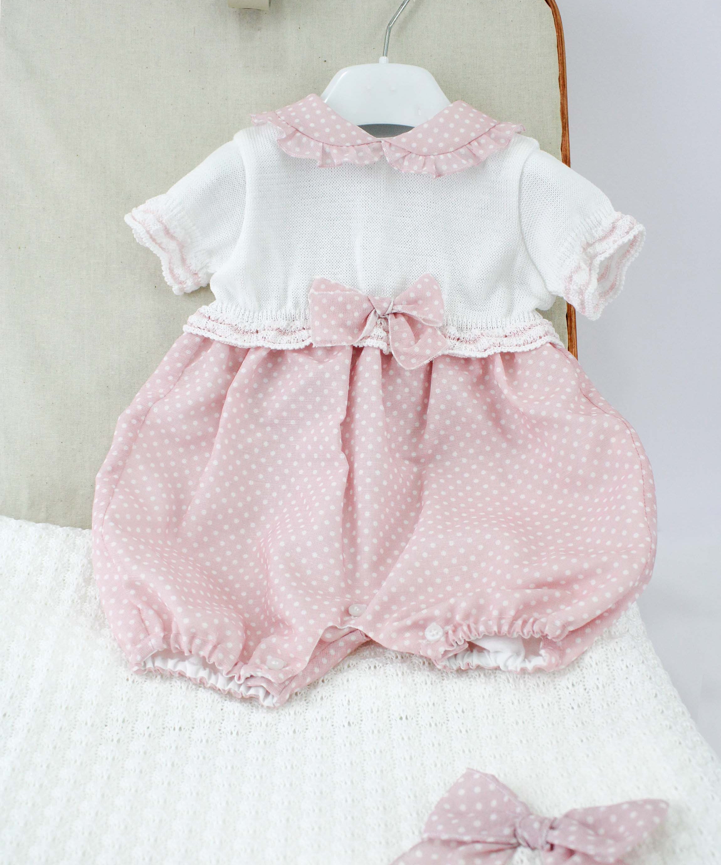 Marlù Pagliaccetto Bianco e Rosa a Pois per Neonate