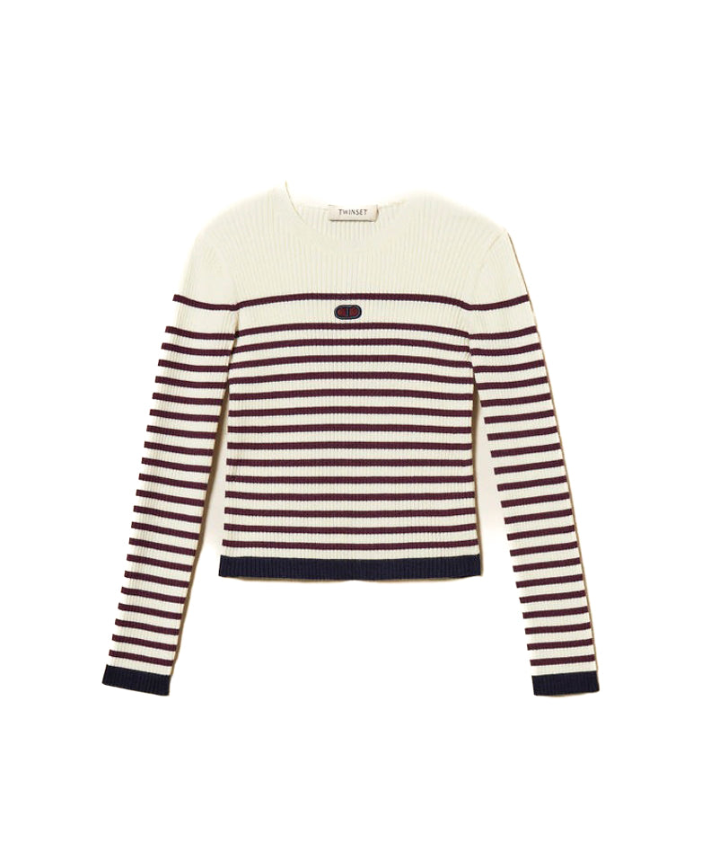Twinset Kids Maglia a Maniche Lunghe a Righe per Bambine