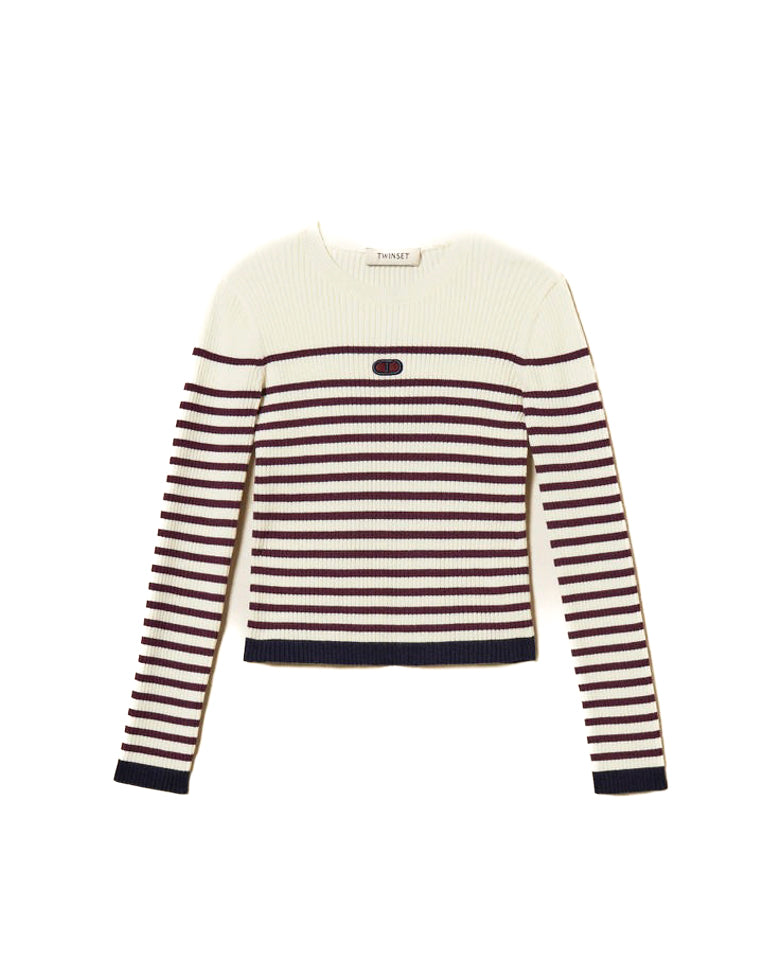 Twinset Kids Maglia a Maniche Lunghe a Righe per Bambine