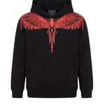 Marcelo Burlon County of Milan Kids Felpa Nero con Stampa Ali Rosso per Bambini