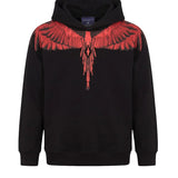 Marcelo Burlon County of Milan Kids Felpa Nero con Stampa Ali Rosso per Bambini