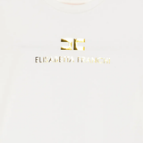 Elisabetta Franchi La Mia Bambina T-Shirt Avorio con Logo Oro per Bambine