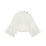 Pinko Kids Blusa Bianca con Maniche Volant per Bambine