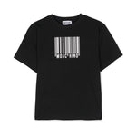 Moschino Kids T-shirt Nera con Stampa Codice a Barra per Bambini