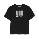 Moschino Kids T-shirt Nera con Stampa Codice a Barra per Bambini