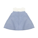 Elisabetta Franchi La Mia Bambina Abito con Motivo a Righe Azzurro/Avorio con Mutante Abinate per Neonate