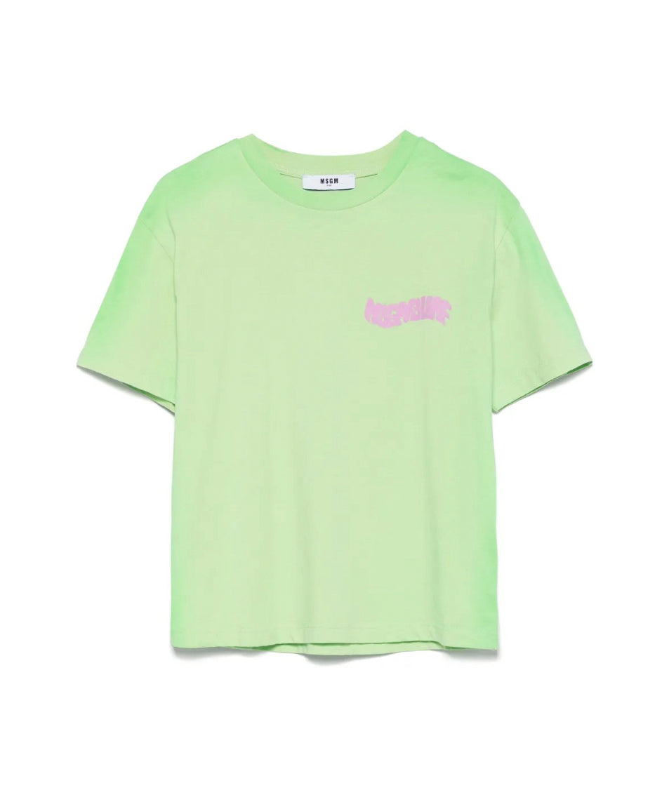 MSGM Kids T-shirt Verde Degrade per Bambini