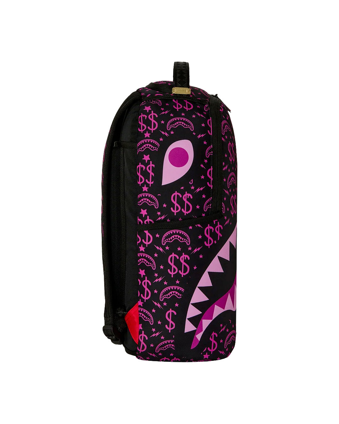 Sprayground Kids Think On It Zaino Nero con Stampa Shark Mouth e Dollari Rosa