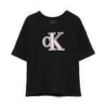 Calvin Klein Kids T-shirt Nera con CK per Bambine