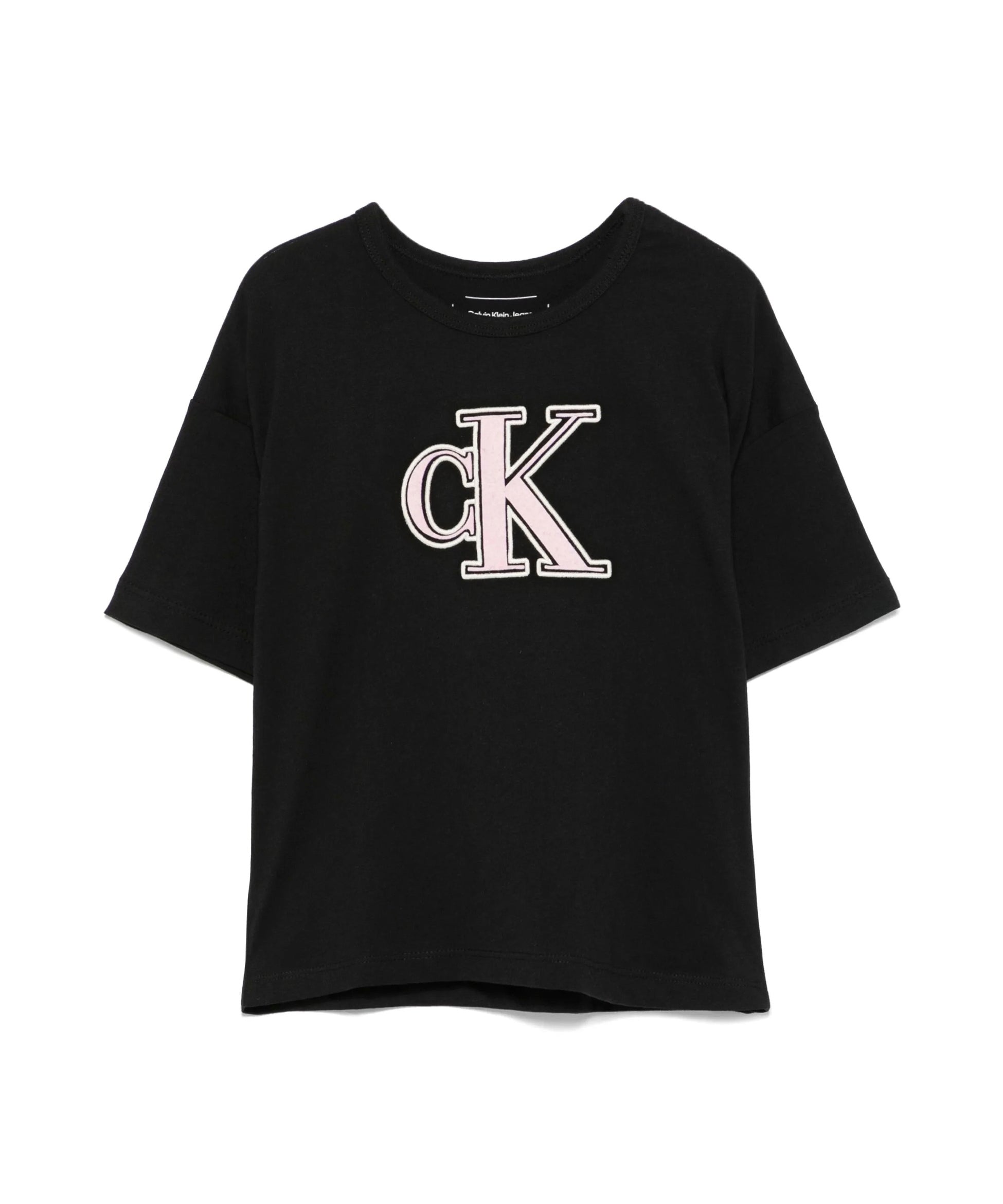 Calvin Klein Kids T-shirt Nera con CK per Bambine