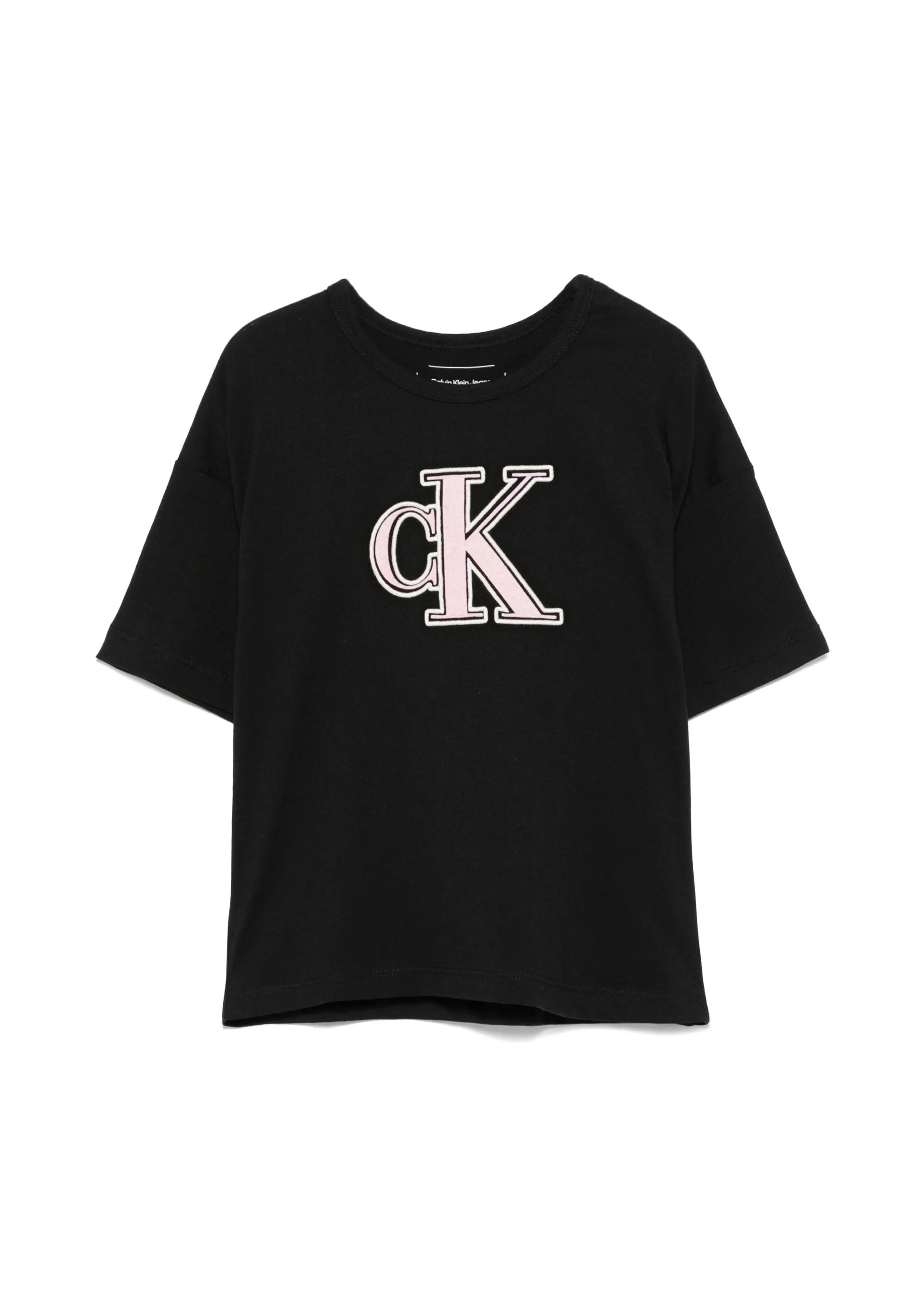 Calvin Klein Kids T-shirt Nera con CK per Bambine