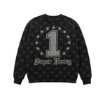 Art Super Money Kids Felpa Nero Fantasia Stelle Stampa Grillz Strass per Bambini