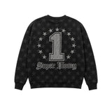 Art Super Money Kids Felpa Nero Fantasia Stelle Stampa Grillz Strass per Bambini