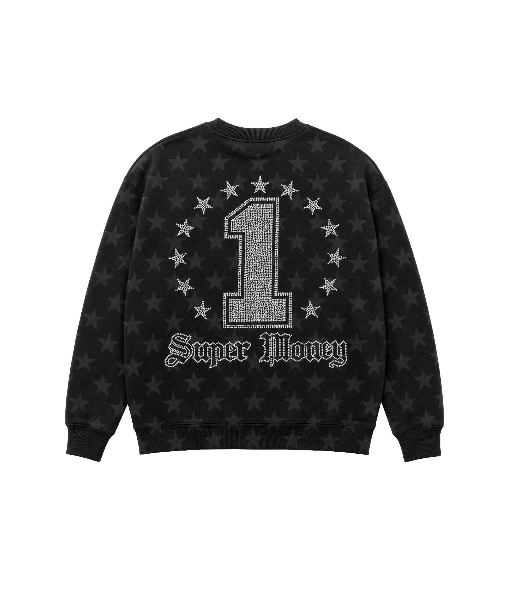Art Super Money Kids Felpa Nero Fantasia Stelle Stampa Grillz Strass per Bambini